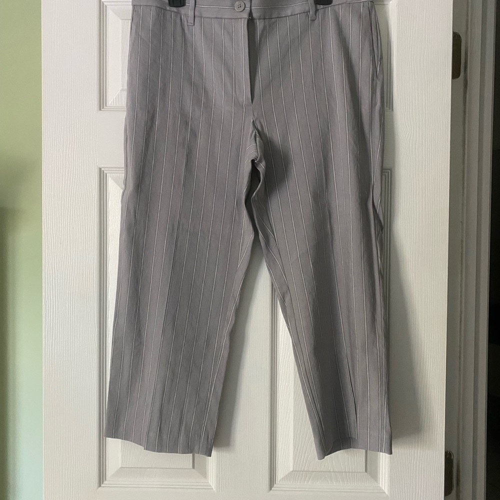J. Jill Light Gray Pinstriped Dress Pants